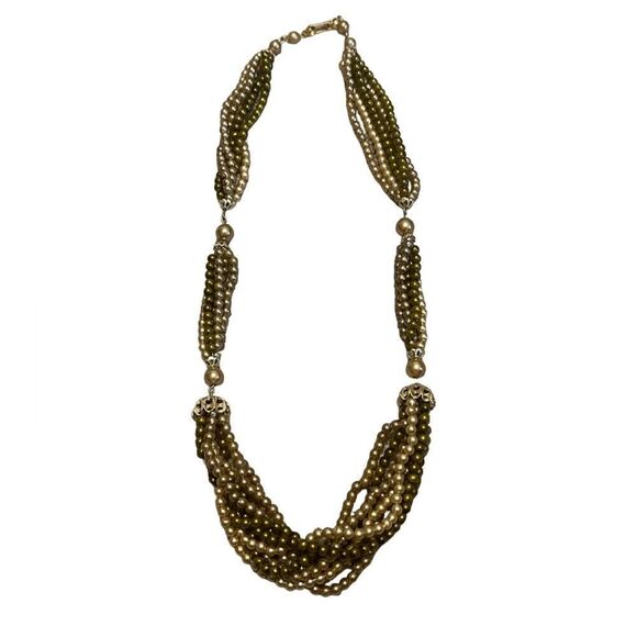 Vintage Signed Multi Strand Faux Pearl Necklace - Picture 1 of 5